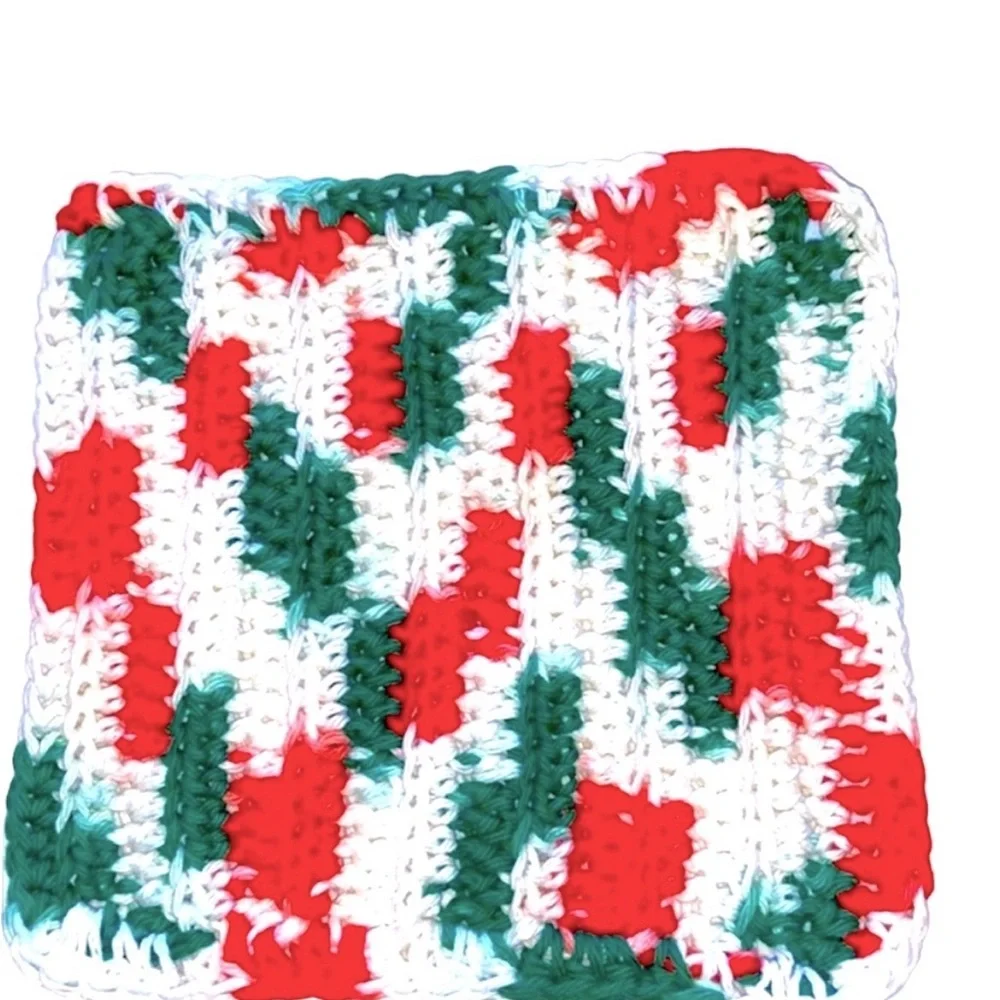 Hand Crafted Christmas Crochet Kitchen Dish Cloths All Purpose 100% Cotton